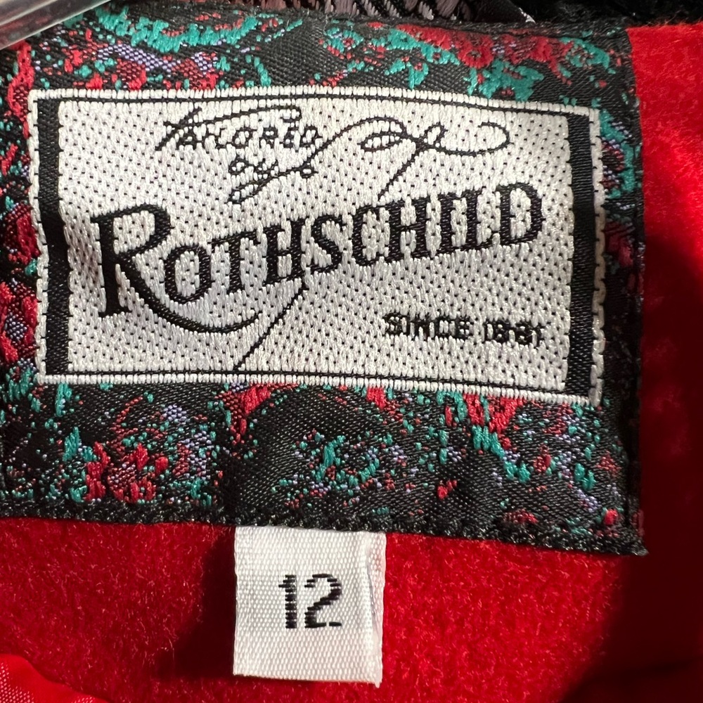 Rothschild Girls Red and Black Wool Dress Coat Size 12 - Picture 3 of 5